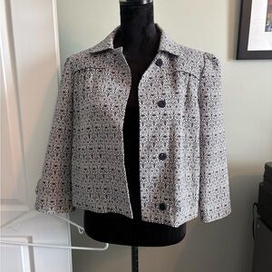 Tory Burch Blue and White Patterned Blazer